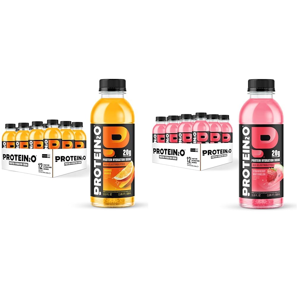 Protein2o 2-in-1 Clear Whey Protein & Electrolyte Beverage, 20g Protein, Gluten-Free, Keto, 16.9 fl oz Bottles (12 Count Variety Pack)