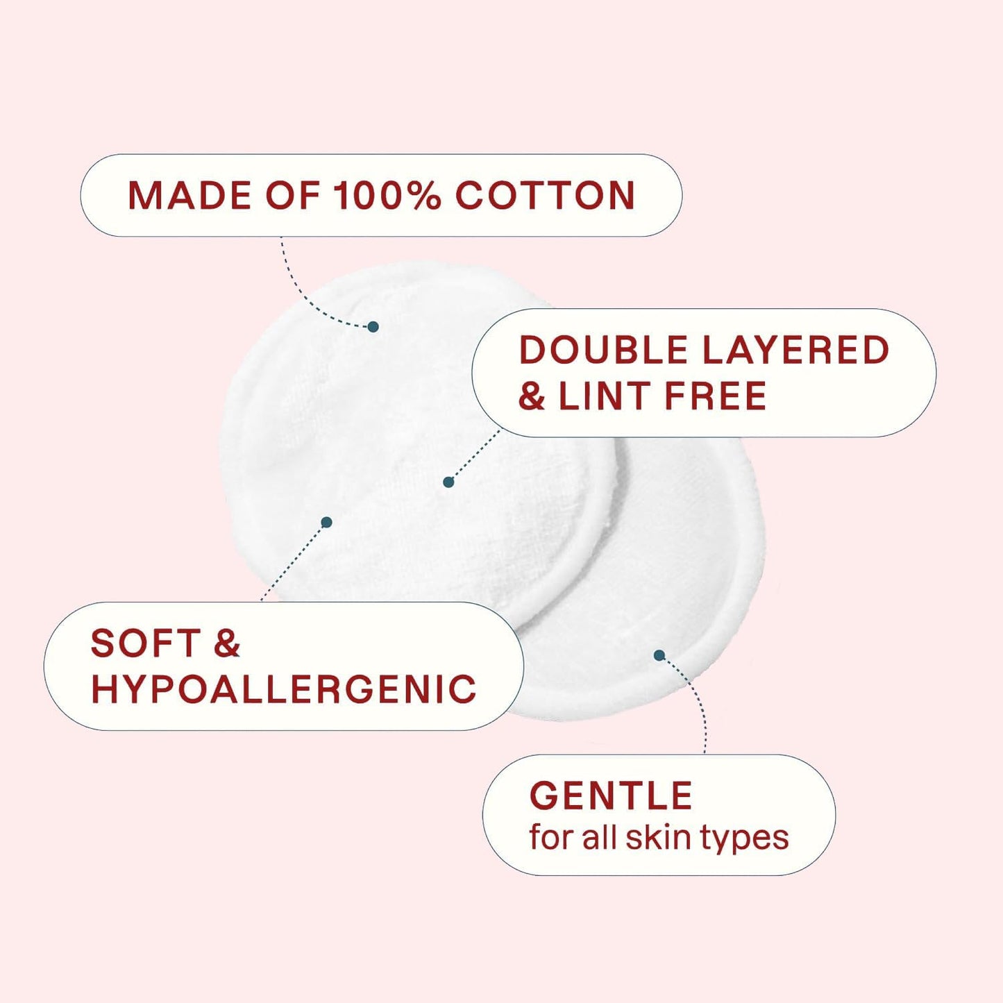 Cotton Rounds (300 Count) Makeup Remover Pads, Hypoallergenic, Lint-Free | 100% Pure Cotton