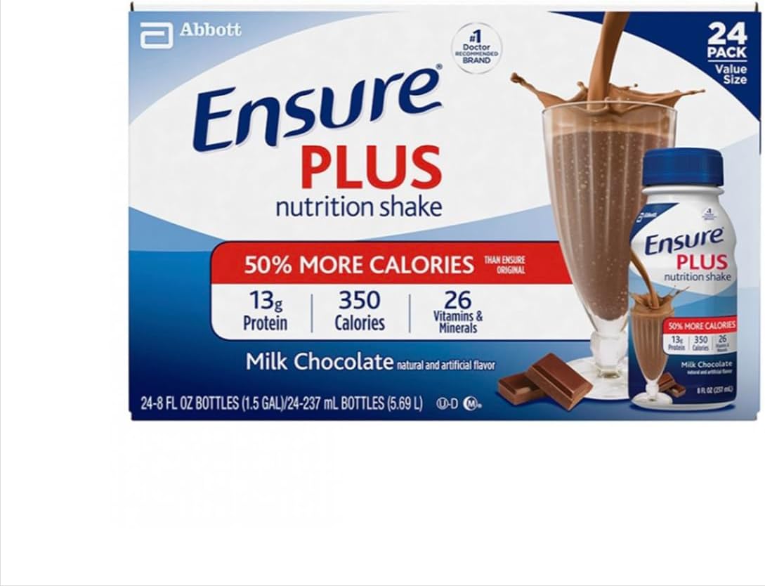 Ensure Plus Creamy Milk Chocolate Shake - 24 x 8 Ounce Bottles
