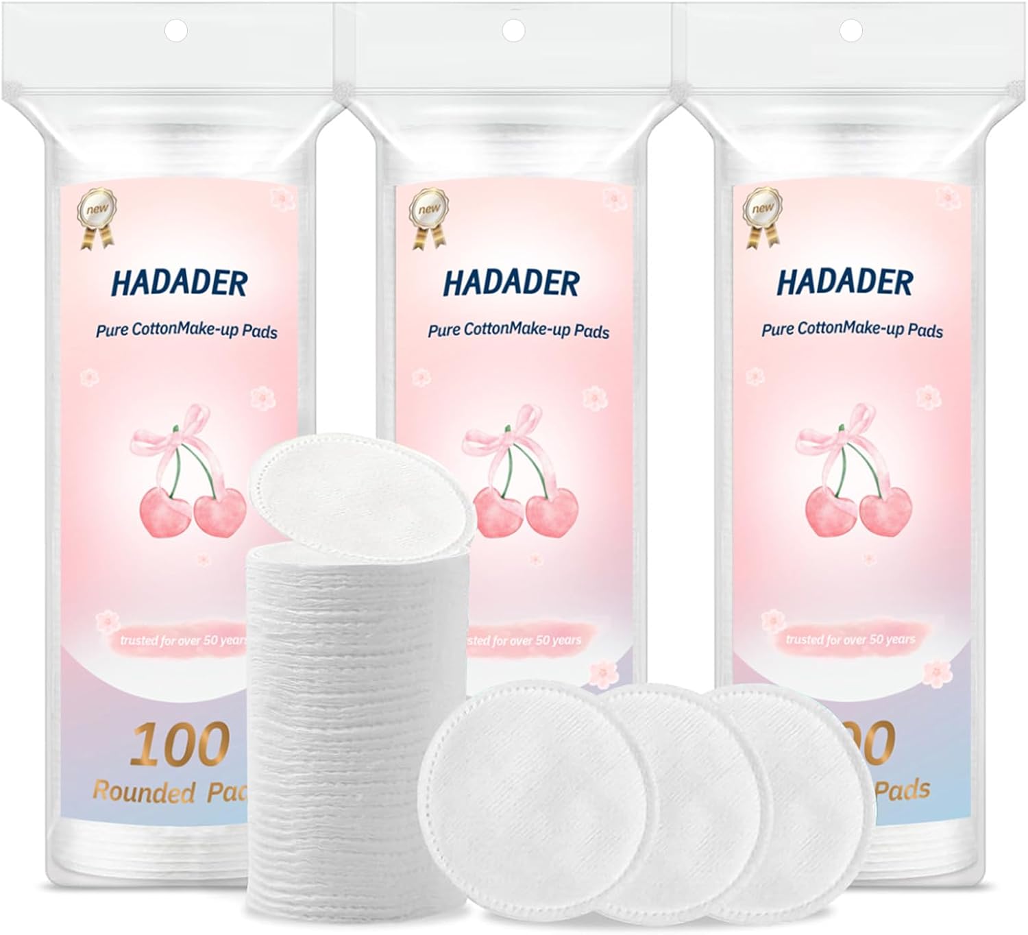 Cotton Rounds (300 Count) Makeup Remover Pads, Hypoallergenic, Lint-Free | 100% Pure Cotton