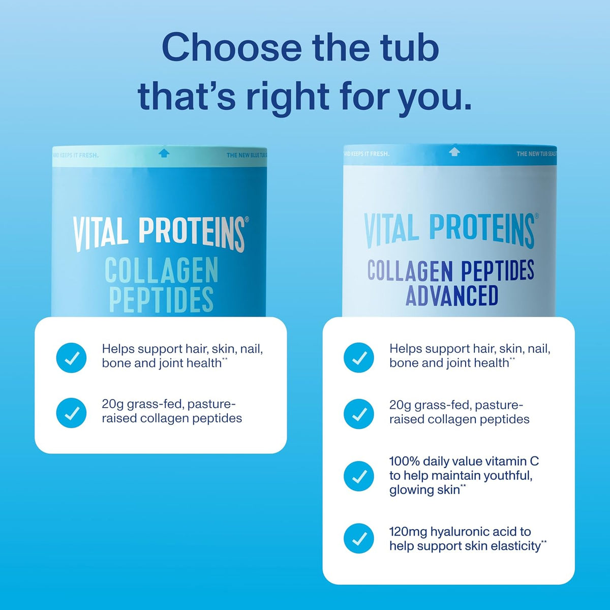 Vital Proteins Collagen Peptides Powder Advanced, Unflavored, 20oz