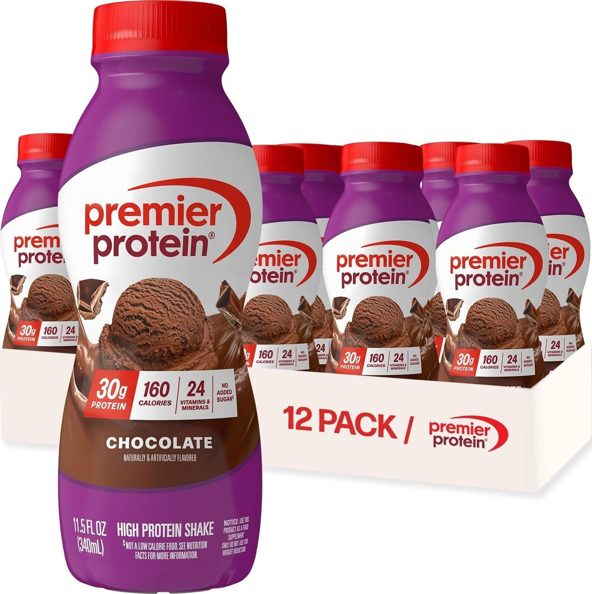 Premier Protein 30g High Protein Shake, Cinnamon Roll, 12 Pack
