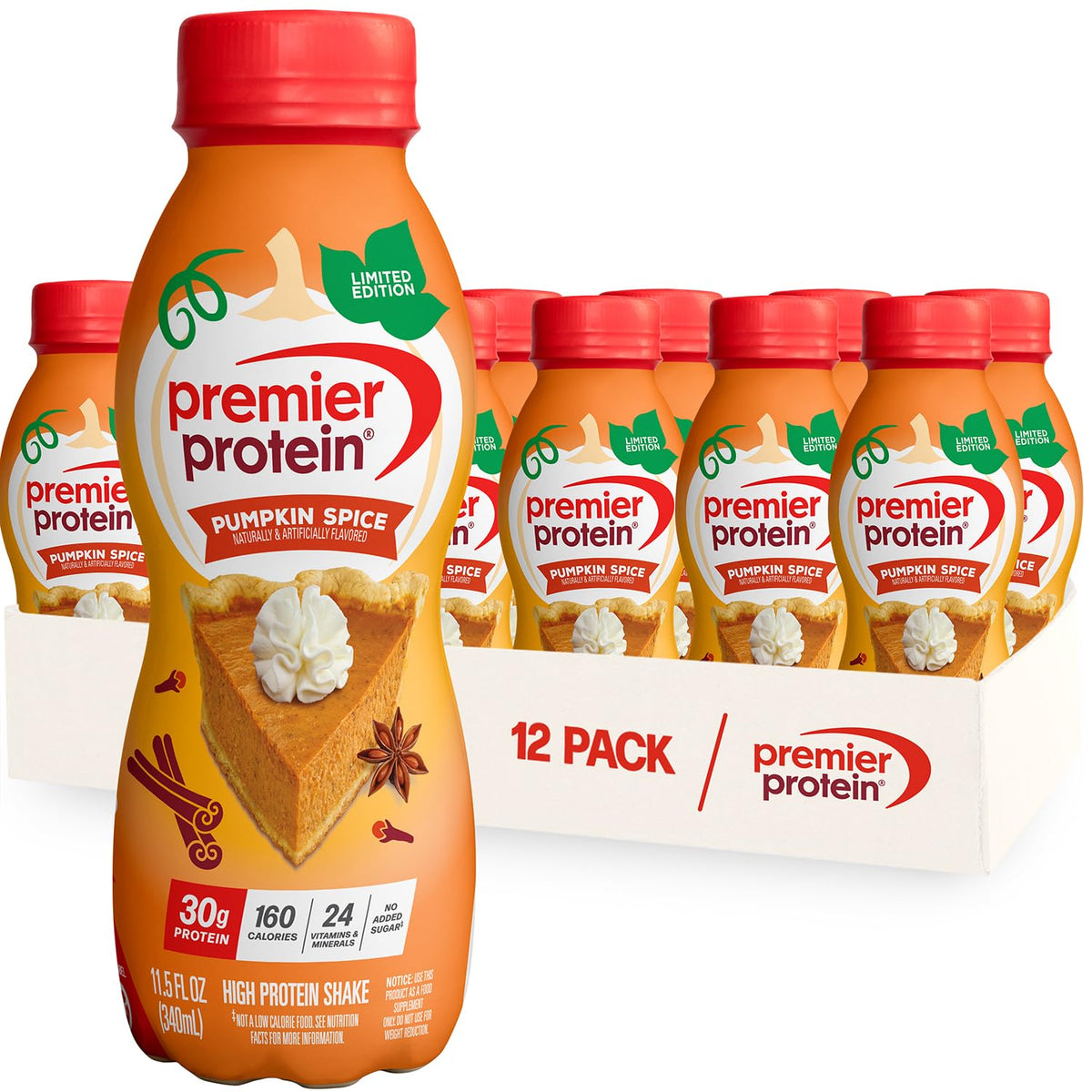 Premier Protein 30g High Protein Shake, Cinnamon Roll, 12 Pack