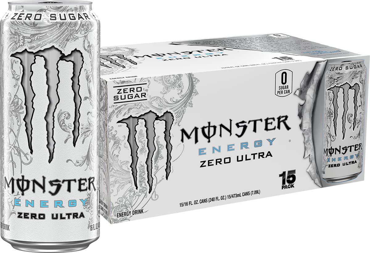 Monster Energy Ultra Black, Sugar Free Energy Drink, 16 Ounce