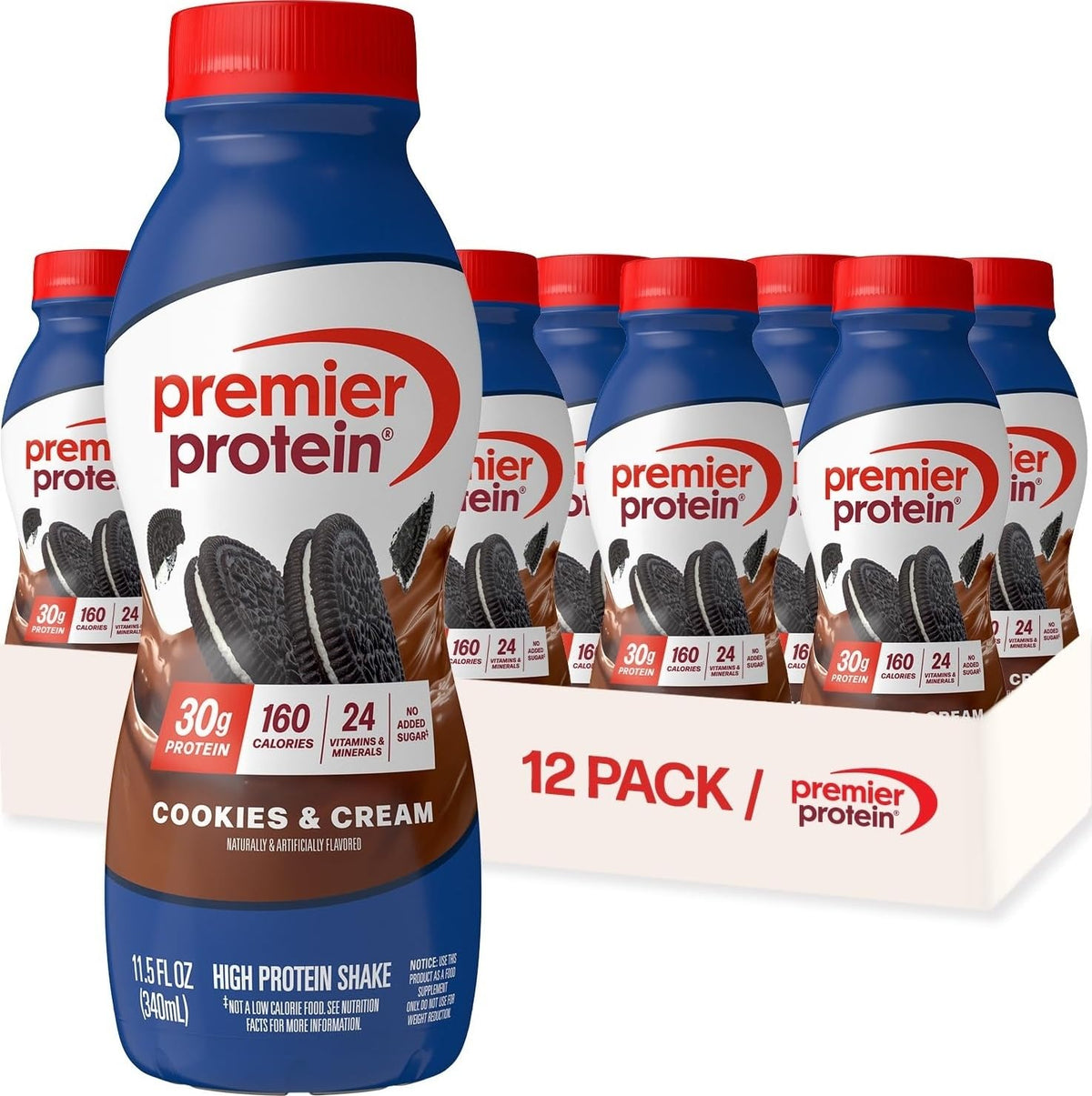 Premier Protein 30g High Protein Shake, Cinnamon Roll, 12 Pack