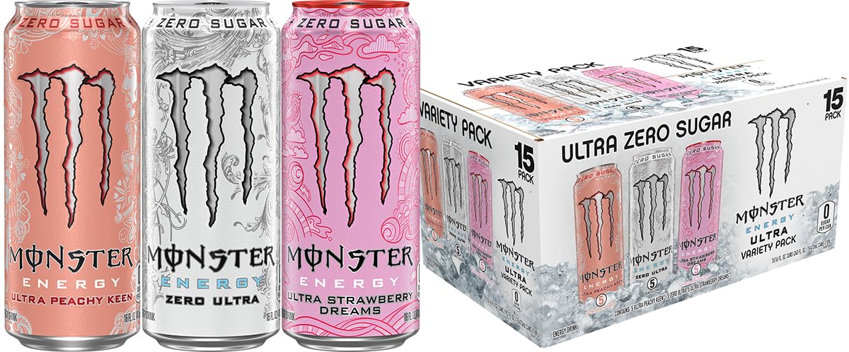 Monster Energy Ultra Black, Sugar Free Energy Drink, 16 Ounce