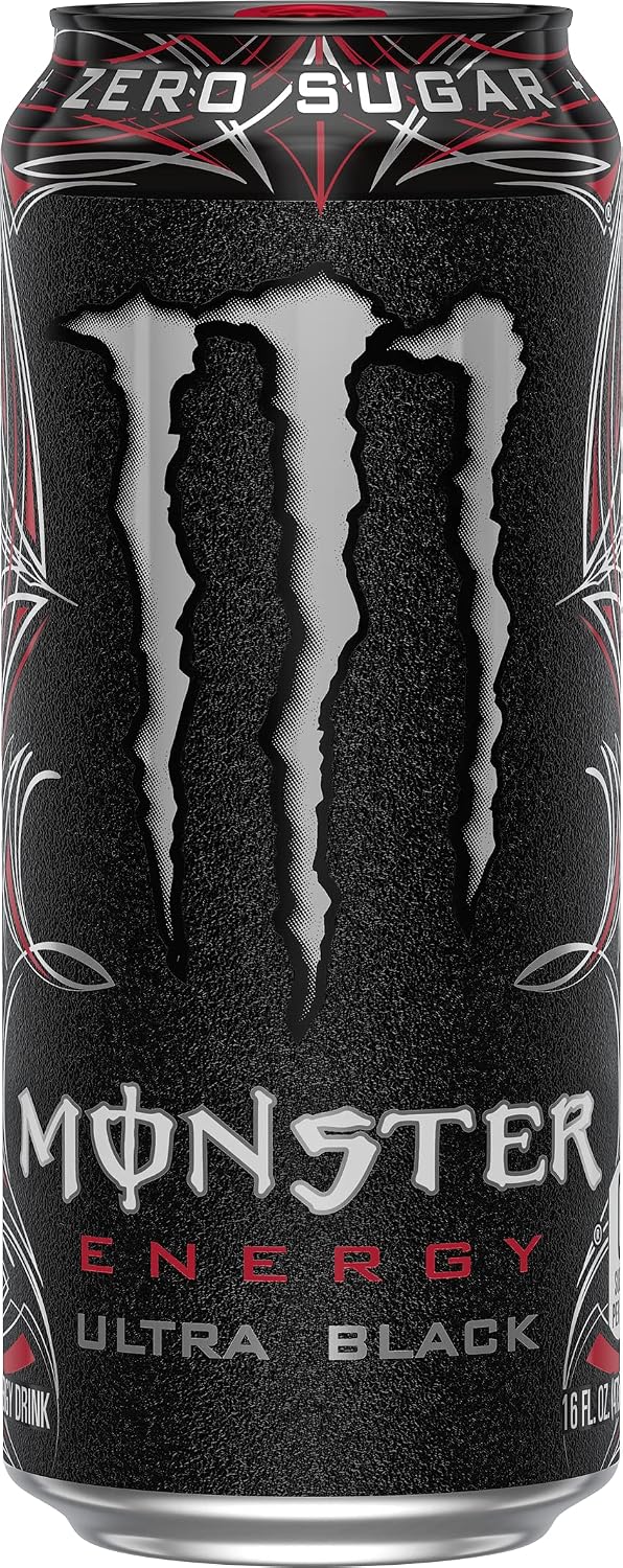 Monster Energy Ultra Black, Sugar Free Energy Drink, 16 Ounce