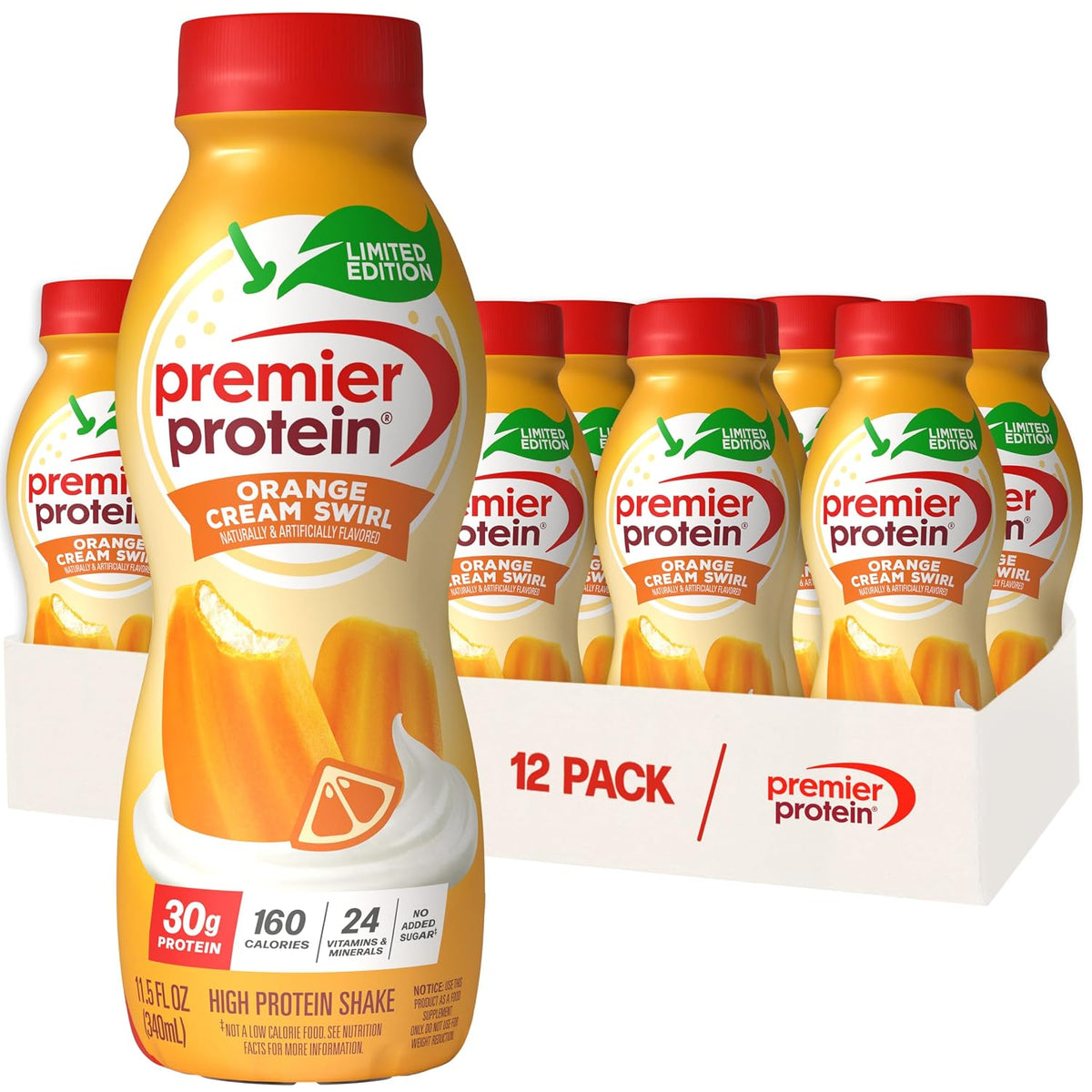 Premier Protein LIMITED EDITION 30g Shake, Orange Cream Swirl, 12 Pack