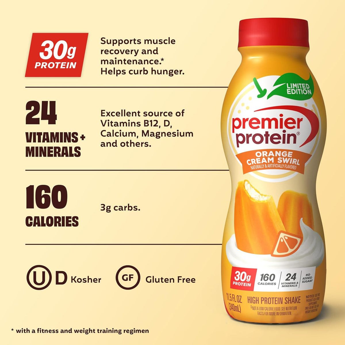 Premier Protein LIMITED EDITION 30g Shake, Orange Cream Swirl, 12 Pack